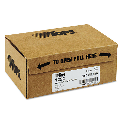 TOPS Time Clock Cards, Replacement for 1900L, One Side, 3.5 x 9, 500/Box (1252)