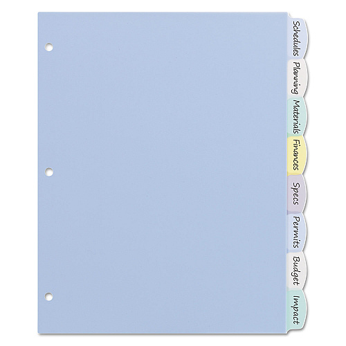 Avery Write and Erase Big Tab Durable Plastic Dividers, 3-Hole Punched, 8-Tab, 11 x 8.5, Assorted, 1 Set (16171)