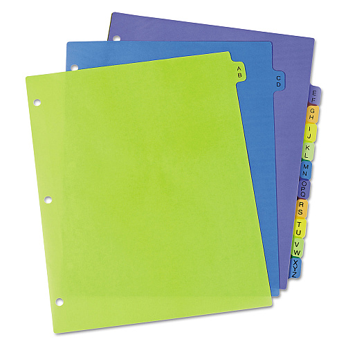 Avery Durable Preprinted Plastic Tab Dividers, 12-Tab, A to Z, 11 x 8.5, Assorted, 1 Set (11330)