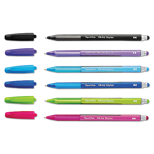 Paper Mate InkJoy 100 Stick Ballpoint Pen/Stylus, 1mm, Assorted Ink/Barrel, Dozen (1951350)