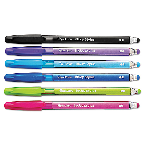 Paper Mate InkJoy 100 Stick Ballpoint Pen/Stylus, 1mm, Assorted Ink/Barrel, Dozen (1951350)