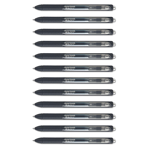 Paper Mate InkJoy Gel Pen, Retractable, Fine 0.5 mm, Black Ink, Black Barrel, Dozen (1951720)