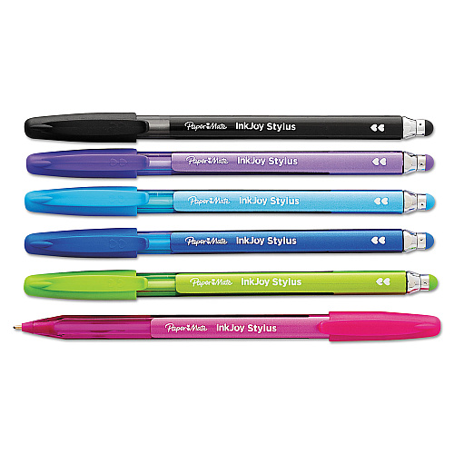 Paper Mate InkJoy 100 Stick Ballpoint Pen/Stylus, 1mm, Assorted Ink/Barrel, Dozen (1951350)