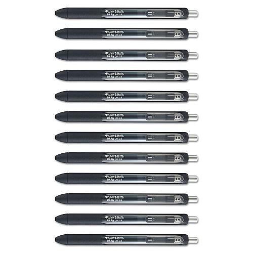 Paper Mate InkJoy Gel Pen, Retractable, Fine 0.5 mm, Black Ink, Black Barrel, Dozen (1951720)