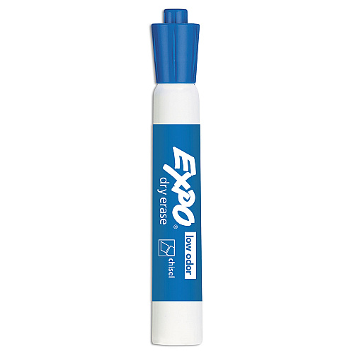 EXPO Low-Odor Dry-Erase Marker, Broad Chisel Tip, Blue, Dozen (80003)