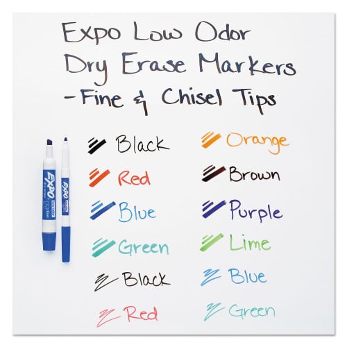 EXPO LowOdor Dry Erase Marker, Eraser & Cleaner Kit, Assorted Tips