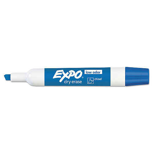 EXPO Low-Odor Dry-Erase Marker, Broad Chisel Tip, Blue, Dozen (80003)
