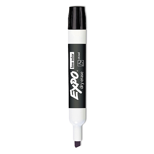 EXPO Low-Odor Dry-Erase Marker, Broad Chisel Tip, Black, Dozen (80001)