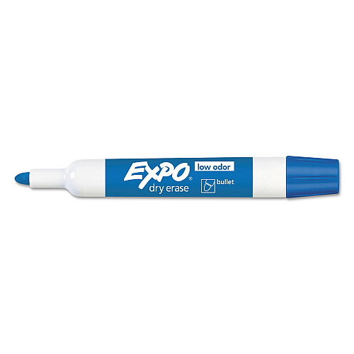 EXPO Low-Odor Dry-Erase Marker, Medium Bullet Tip, Blue, Dozen (82003)