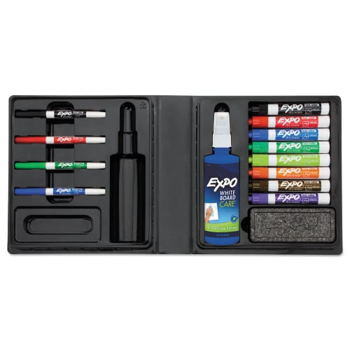 EXPO LowOdor Dry Erase Marker, Eraser & Cleaner Kit, Assorted Tips