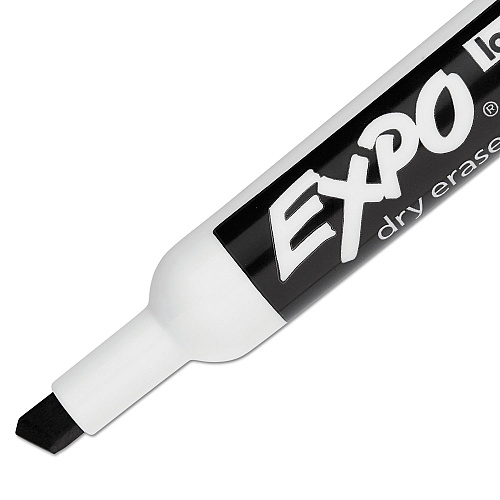 EXPO Low-Odor Dry-Erase Marker, Broad Chisel Tip, Black, Dozen (80001)