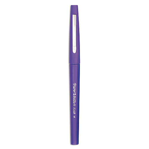 Paper Mate Point Guard Flair Felt Tip Porous Point Pen, Stick, Medium 0.7 mm, Purple Ink, Purple Barrel, Dozen (8450152)