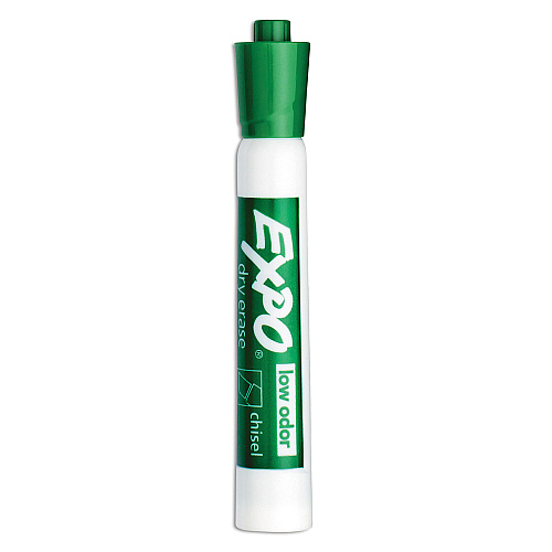 EXPO Low-Odor Dry-Erase Marker, Broad Chisel Tip, Green, Dozen (80004)