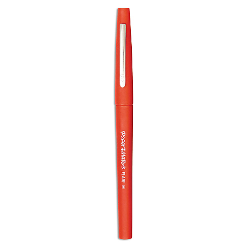 Paper Mate Point Guard Flair Felt Tip Porous Point Pen, Stick, Medium 0.7 mm, Red Ink, Red Barrel, Dozen (8420152)