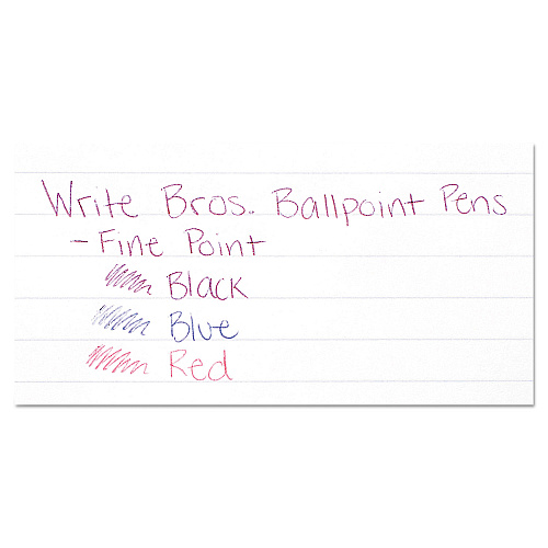 Paper Mate Write Bros. Stick Ballpoint Pen, Fine 0.8mm, Black Ink/Barrel, Dozen (3381131)