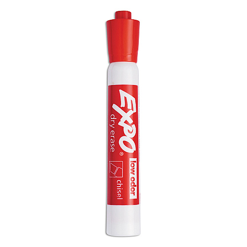 EXPO Low-Odor Dry-Erase Marker, Broad Chisel Tip, Red, Dozen (80002)