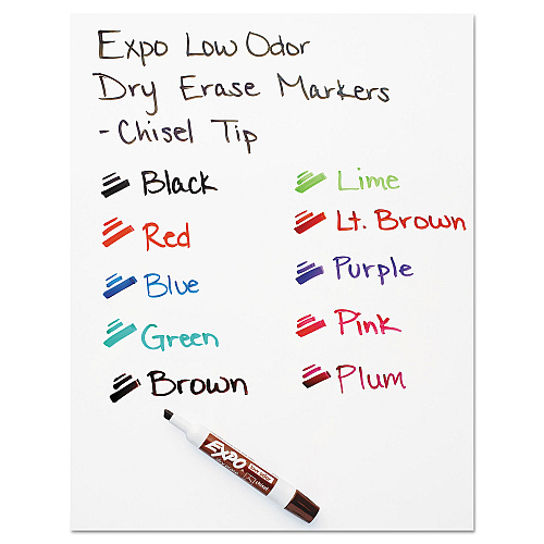 EXPO Low-Odor Dry-Erase Marker, Broad Chisel Tip, Blue, Dozen (80003)