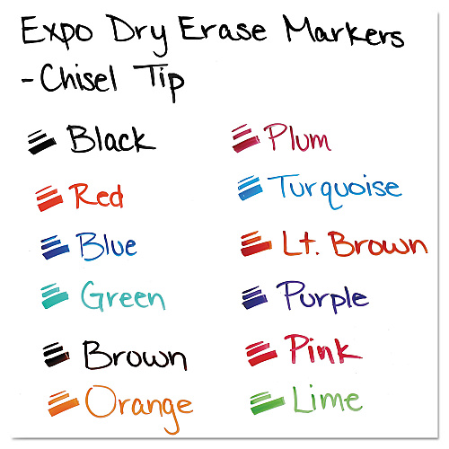 EXPO Low-Odor Dry-Erase Marker, Broad Chisel Tip, Assorted Colors, 16/Set (81045)