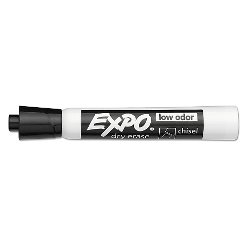 EXPO Low-Odor Dry-Erase Marker, Broad Chisel Tip, Black, Dozen (80001)