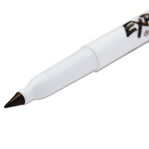 EXPO Low-Odor Dry-Erase Marker, Extra-Fine Bullet Tip, Black, 4/Pack (1871774)