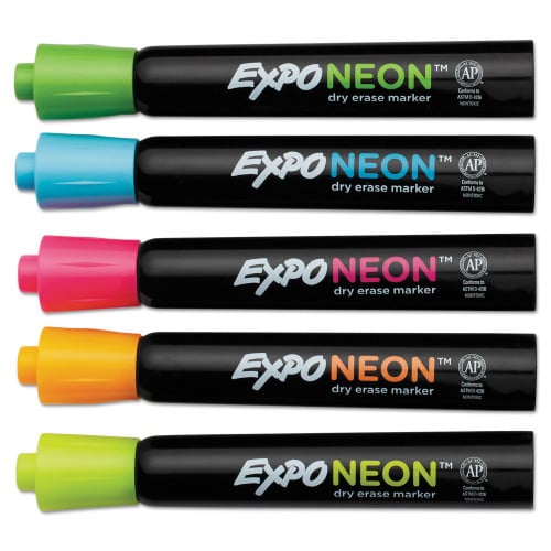 EXPO Neon Windows Dry Erase Marker, Broad Bullet Tip, Assorted
