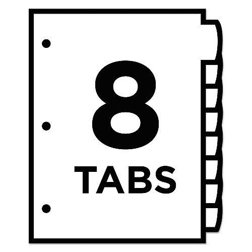 Avery Big Tab Ultralast Plastic Dividers, 8-Tab, 11 x 8.5, Assorted, 1 Set 8 x Divider(s) - 8 Write-on Tab(s) - 8 - 8 Tab(s)/Set - 8.5" Divider Width x 11" Divider Length - 3 Hole Punched - Multicolor Plastic Divider - Multicolor Plastic Tab(s) -  (24901)