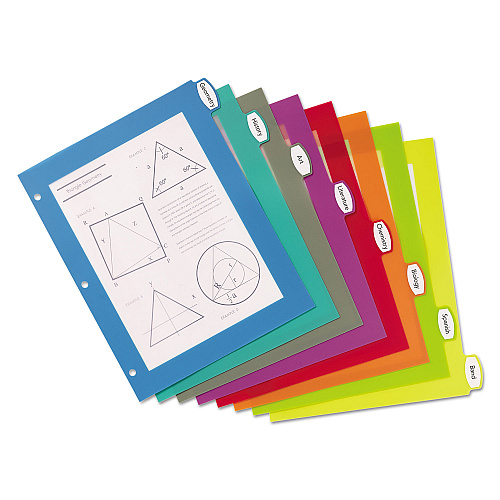 Avery Big Tab Ultralast Plastic Dividers, 8-Tab, 11 x 8.5, Assorted, 1 Set 8 x Divider(s) - 8 Write-on Tab(s) - 8 - 8 Tab(s)/Set - 8.5" Divider Width x 11" Divider Length - 3 Hole Punched - Multicolor Plastic Divider - Multicolor Plastic Tab(s) -  (24901)