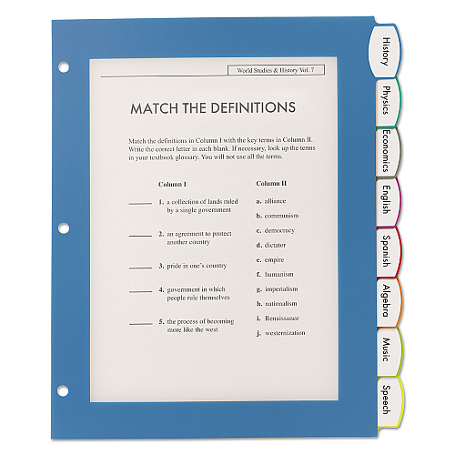 Avery Big Tab Ultralast Plastic Dividers, 8-Tab, 11 x 8.5, Assorted, 1 Set 8 x Divider(s) - 8 Write-on Tab(s) - 8 - 8 Tab(s)/Set - 8.5" Divider Width x 11" Divider Length - 3 Hole Punched - Multicolor Plastic Divider - Multicolor Plastic Tab(s) -  (24901)