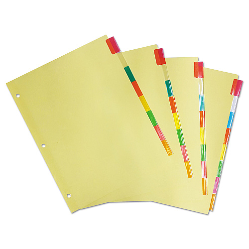 Universal Insertable Tab Index, 8-Tab, 11 x 8.5, Buff, Assorted Tabs, 24 Sets (UNV20840)