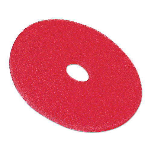 3M Low-Speed Buffer Floor Pads 5100, 14" Diameter, Red, 5/Carton (08389)