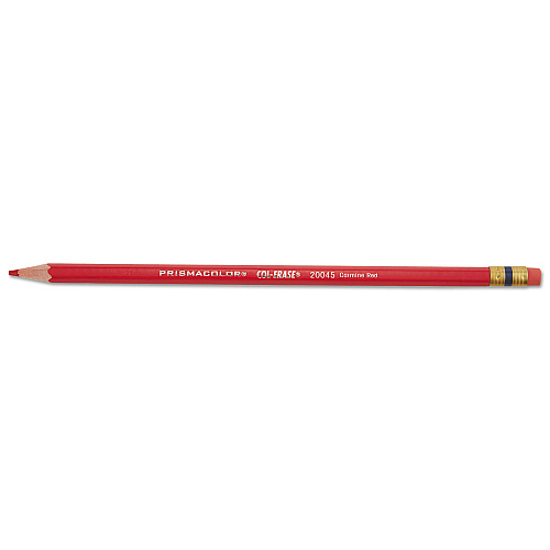 Prismacolor Col-Erase Pencil with Eraser, 0.7 mm, 2B, Carmine Red Lead, Carmine Red Barrel, Dozen (20045)