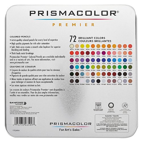 Prismacolor Premier Colored Pencil, 0.7 mm, 2H (#4), Assorted Lead and Barrel Colors, 72/Pack (3599TN)