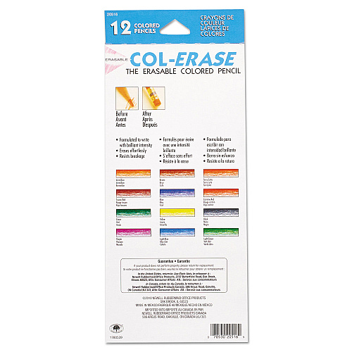 Prismacolor Col-Erase Pencil with Eraser, 0.7 mm, 2B, Assorted Lead and Barrel Colors, Dozen (20516)