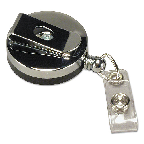 SICURIX Heavy Duty ID Card Reel, 30" Extension, Black/Chrome (68814)