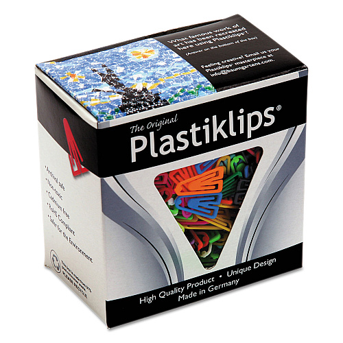 Baumgartens Plastiklips Paper Clips, Small, Smooth, Assorted Colors, 1,000/Box (LP0200)