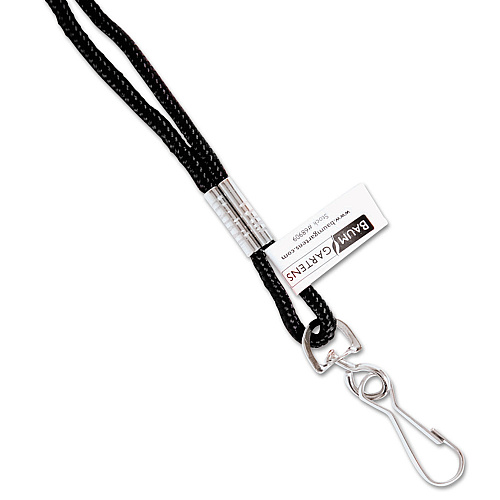 SICURIX Rope Lanyard, Metal Hook Fastener, 36" Long, Nylon, Black (68909)