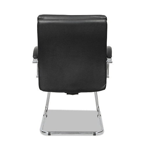 Alera Neratoli Slim Profile Stain-Resistant Faux Leather Guest Chair, 23.81" x 27.16" x 36.61", Black Seat/Back, Chrome Base (ALENR4319)