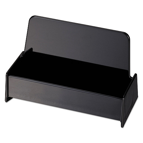Universal Business Card Holder, Holds 50 2 x 3.5 Cards, 3.75 x 1.81 x 1.38, Plastic, Black (UNV08109)