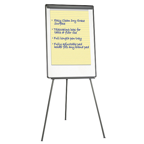 MasterVision Basic Tripod Melamine Presentation Easel, 22.5 x 42, White/Black (EA2300045)