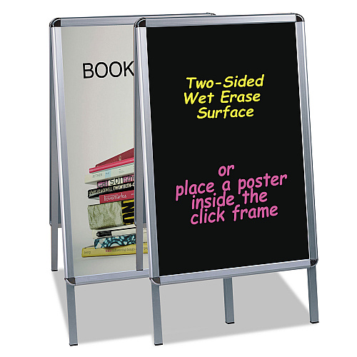 MasterVision Wet Erase Board, Double Sided, 23 x 33, 42" Tall, Black Surface, Silver Aluminum Frame (DKT30505072)
