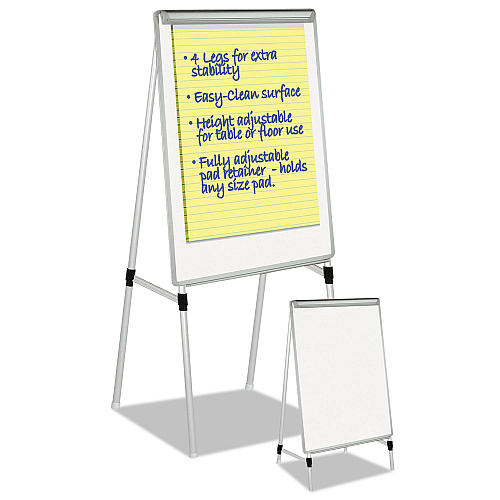 MasterVision Silver Easy Clean Dry Erase Quad-Pod Presentation Easel, 45" to 79" High, Silver (EA2300335MV)