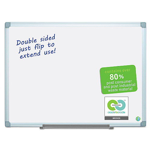 MasterVision Earth Silver Easy-Clean Dry Erase Board, Reversible, 48 x 36, White Surface, Silver Aluminum Frame (MA0500790)