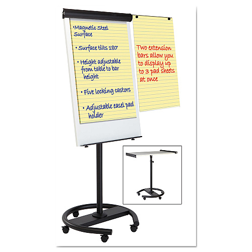 MasterVision 360 Multi-Use Mobile Magnetic Dry Erase Easel, 27 x 41, White Surface, Black Steel Frame (EA4806156)