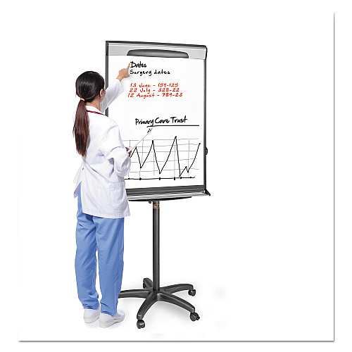 MasterVision Tripod Extension Bar Magnetic Dry-Erase Easel, 69" to 78" High, Black/Silver (EA48062119)