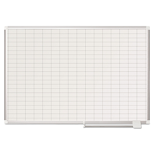 MasterVision Gridded Magnetic Steel Dry Erase Planning Board, 1 x 2 Grid, 48 x 36, White Surface, Silver Aluminum Frame (MA0592830)
