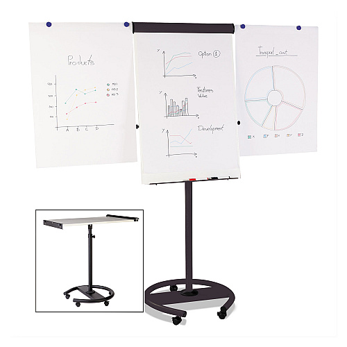 MasterVision 360 Multi-Use Mobile Magnetic Dry Erase Easel, 27 x 41, White Surface, Black Steel Frame (EA4806156)