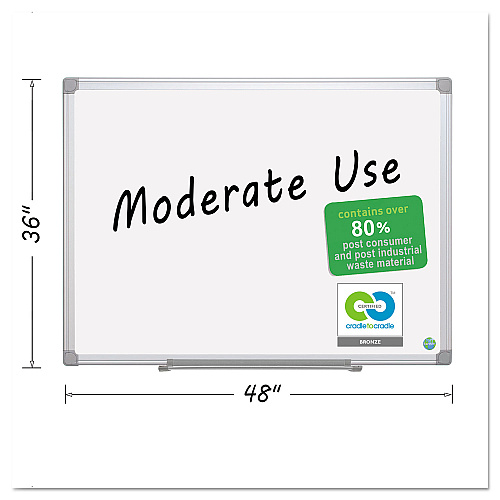 MasterVision Earth Silver Easy-Clean Dry Erase Board, Reversible, 48 x 36, White Surface, Silver Aluminum Frame (MA0500790)