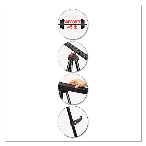 MasterVision Telescoping Tripod Display Easel, Adjusts 38" to 69" High, Metal, Black (FLX05101MV)