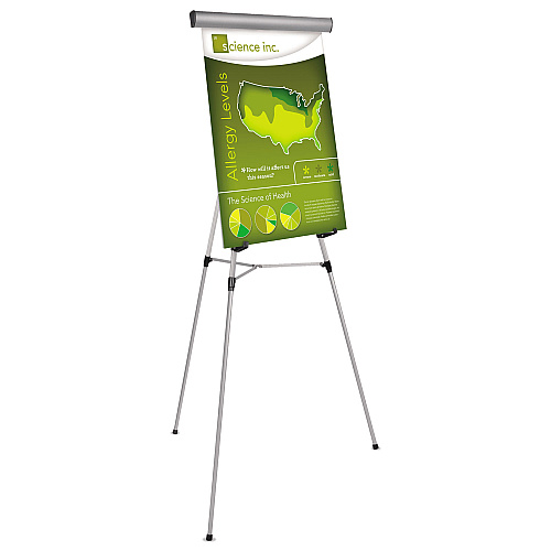 MasterVision Telescoping Tripod Display Easel, Adjusts 38" to 69" High, Metal, Silver (FLX05102MV)
