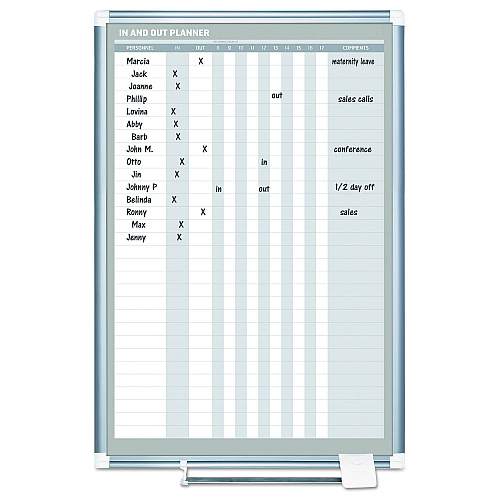 MasterVision In-Out Magnetic Dry Erase Board, 24 x 36, White Surface, Silver Aluminum Frame (GA02109830)